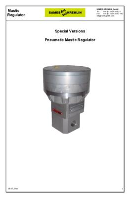 RegMaster Pneumatic Mastic Regulator - special versions | Technical manual